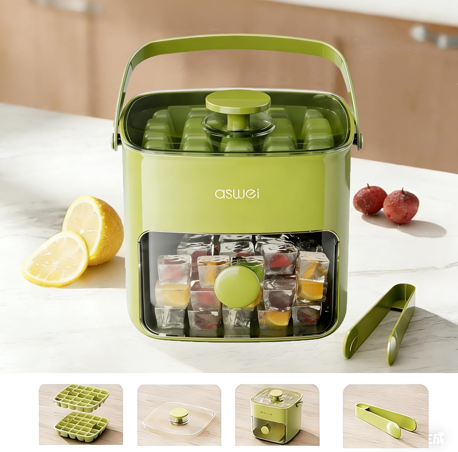Compact Ice Cube Tray with Lid and Bin