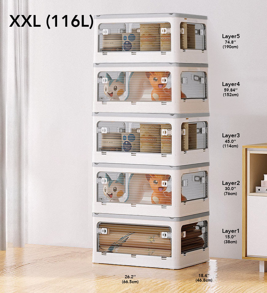 Joybos® Five-Door Collapsible Storage Bin with Lids and Wheels