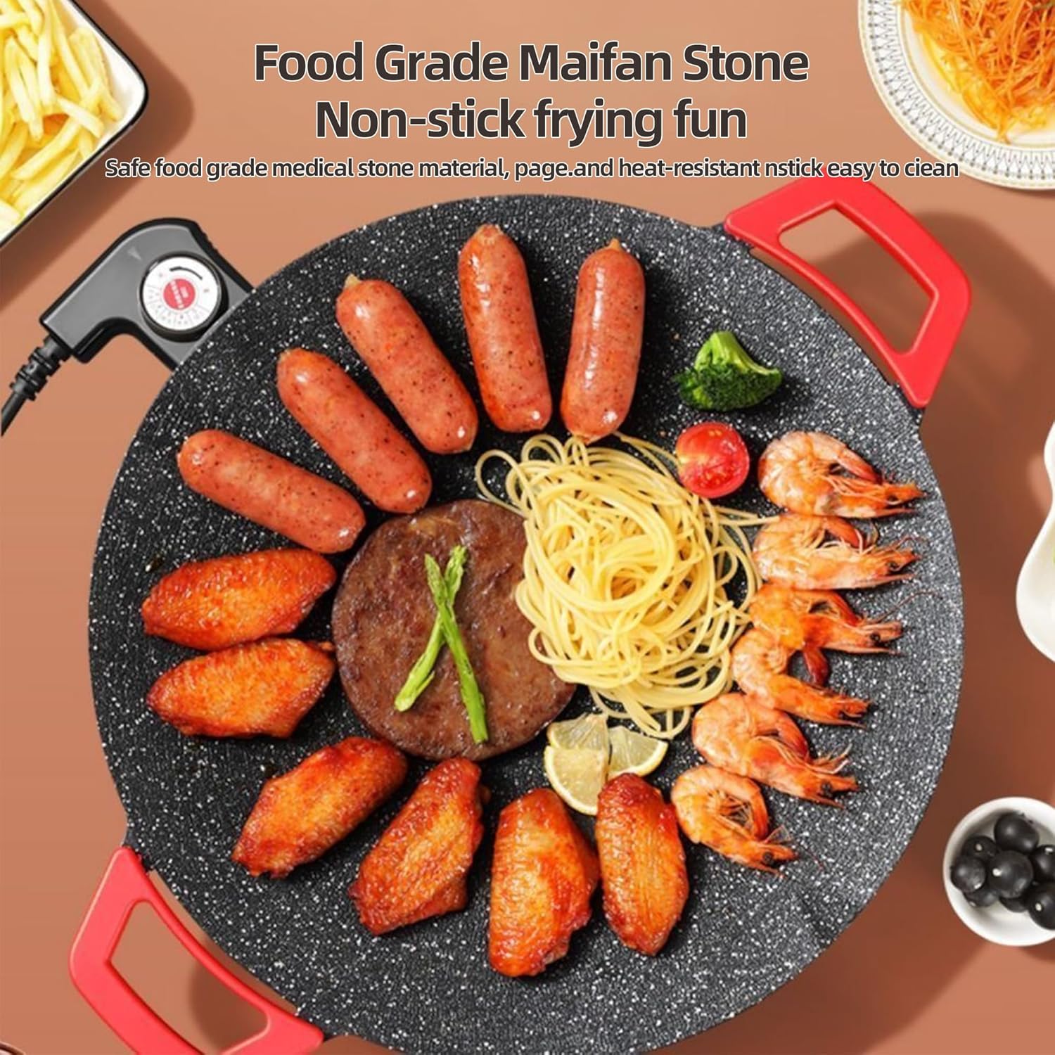 AORAN Indoor Grill Electric Smokeless Set – Nonstick Electric Griddle for Indoor Use, Compact & Versatile Cooking for Steaks, Pancakes & BBQ, Includes Silicone Spatula, Oil Brush & Food Tongs