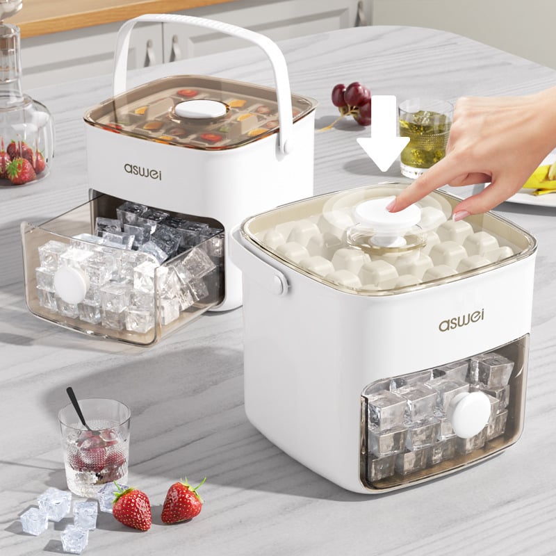 Compact Ice Cube Tray with Lid and Bin