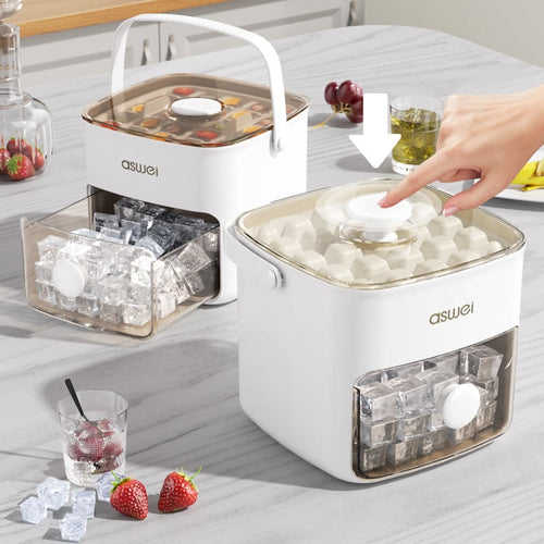 Compact Ice Cube Tray with Lid and Bin