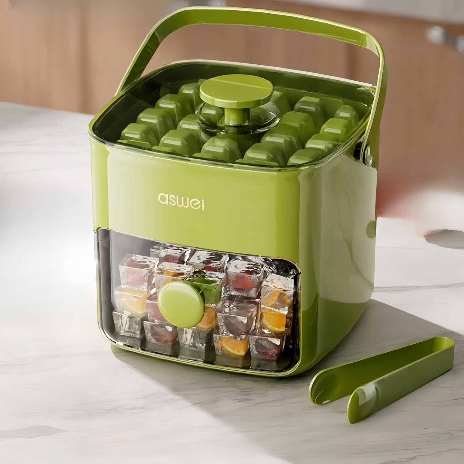 Compact Ice Cube Tray with Lid and Bin