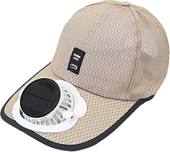 Solar Fan Baseball Cap - UV Protection Wide Brim Mesh Hat with Solar & USB Power for Outdoor Heat Relief
