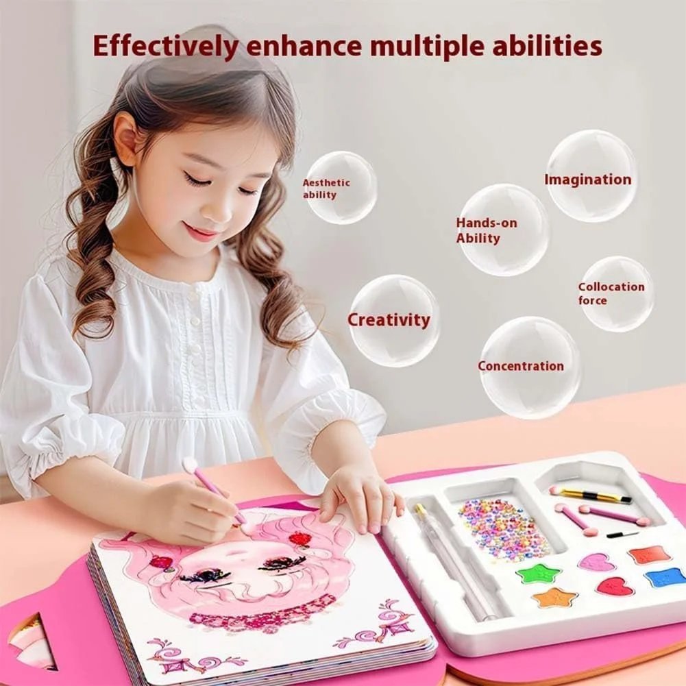 JSR Special Diamond Painting & Princess Book Makeup Craft Kits Foil Art Books Set Play on Paper for Girl Handcraft Easter Gifts