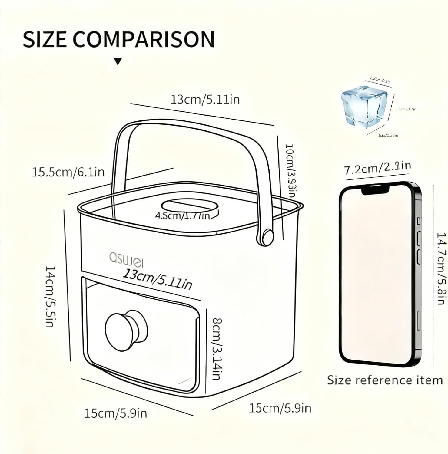 Compact Ice Cube Tray with Lid and Bin